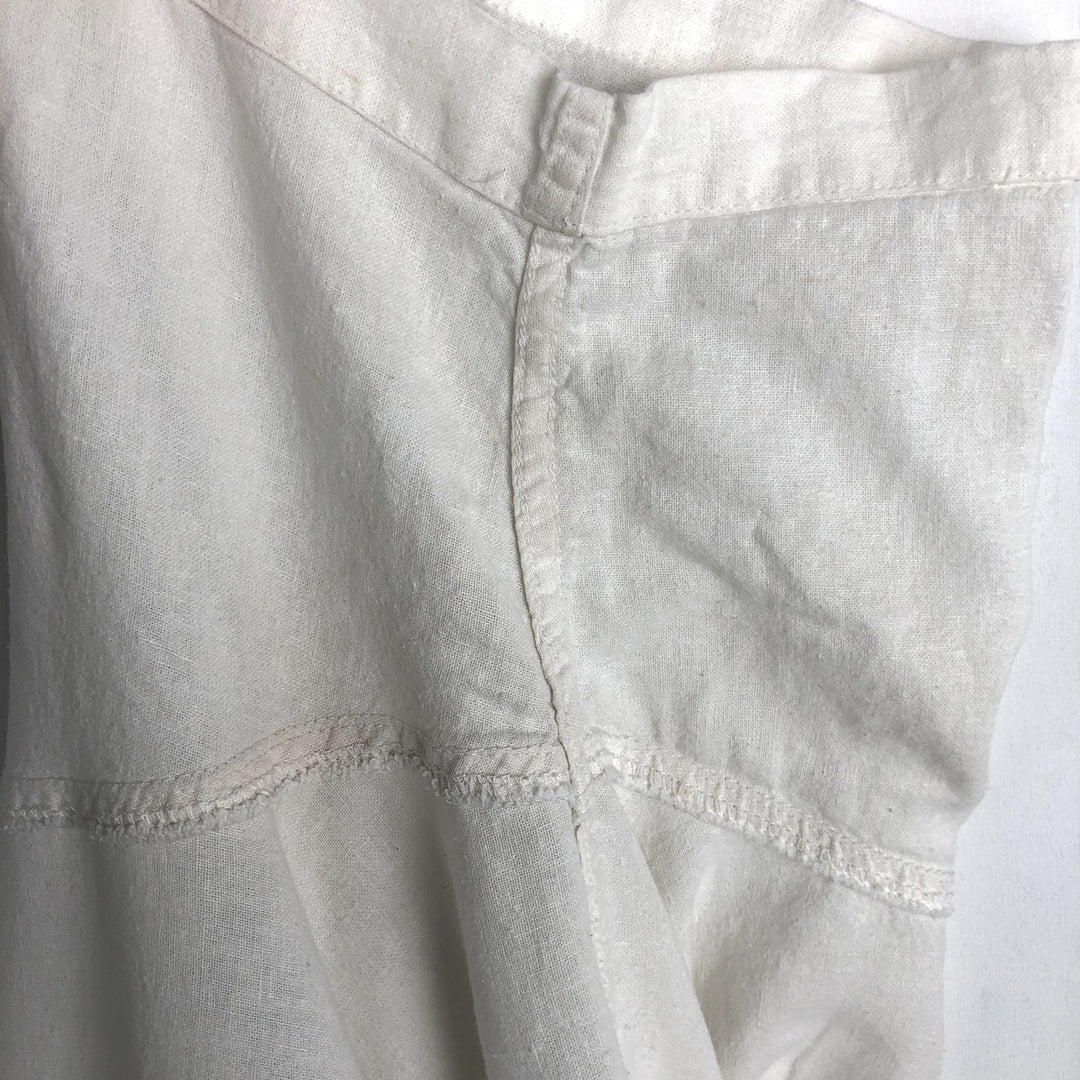 HAGGAR Washable Linen Short-Sleeve Open-Collar Linen x Rayon Box Shirt (Men's XL equivalent) linen white type Vintage Second Hand