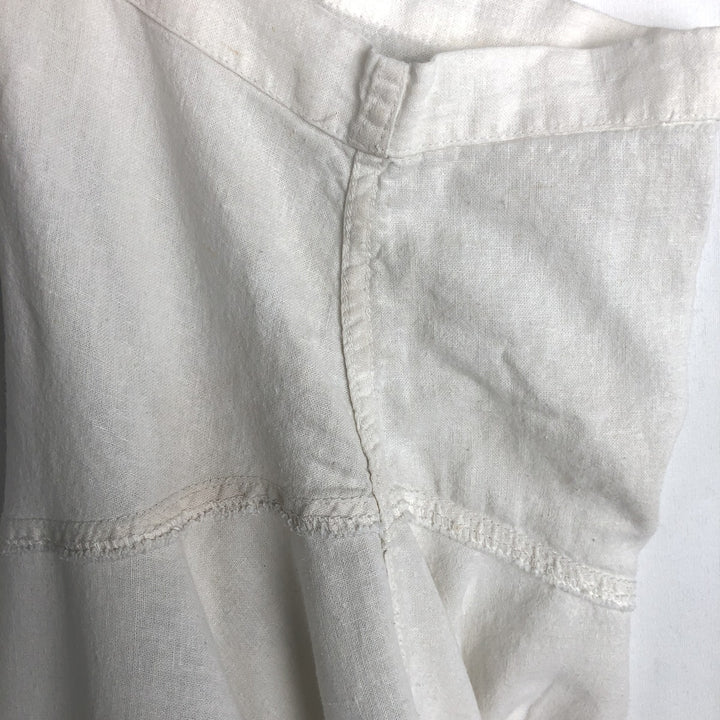 HAGGAR Washable Linen Short-Sleeve Open-Collar Linen x Rayon Box Shirt (Men's XL equivalent) linen white type Vintage Second Hand