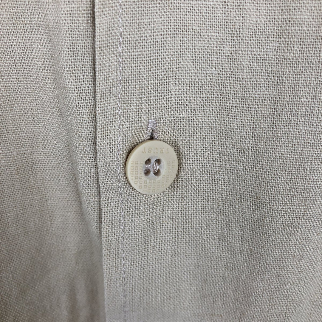 TRUST Short-Sleeve Open-Collar Rayon x Linen Shirt, Boxy Fit, Men's Size L (approx.) linen Beige type Vintage Second Hand