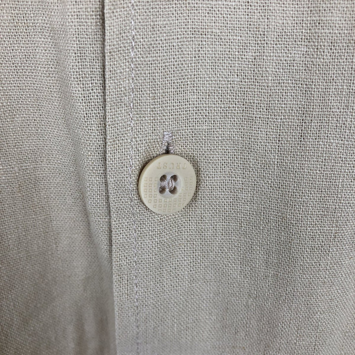 TRUST Short-Sleeve Open-Collar Rayon x Linen Shirt, Boxy Fit, Men's Size L (approx.) linen Beige type Vintage Second Hand