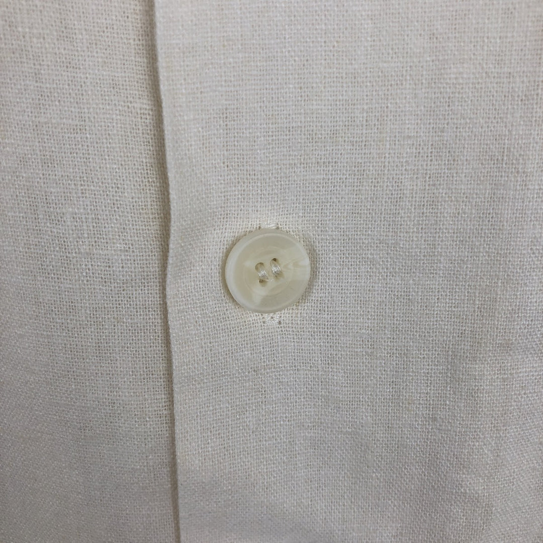 Trust Short Sleeve Open Collar Rayon and Linen Box Shirt, Men's XL linen pale white type Vintage Second Hand