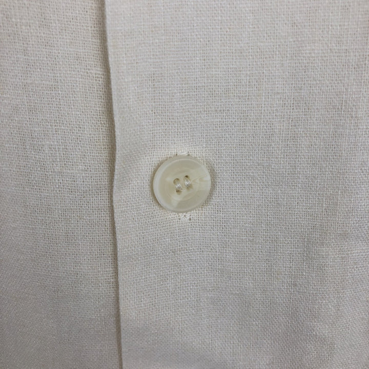Trust Short Sleeve Open Collar Rayon and Linen Box Shirt, Men's XL linen pale white type Vintage Second Hand