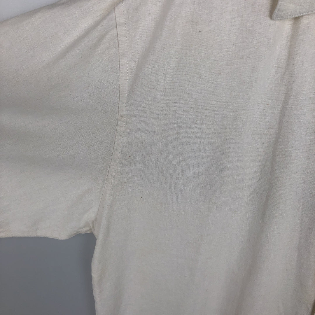 Trust Short Sleeve Open Collar Rayon and Linen Box Shirt, Men's XL linen pale white type Vintage Second Hand