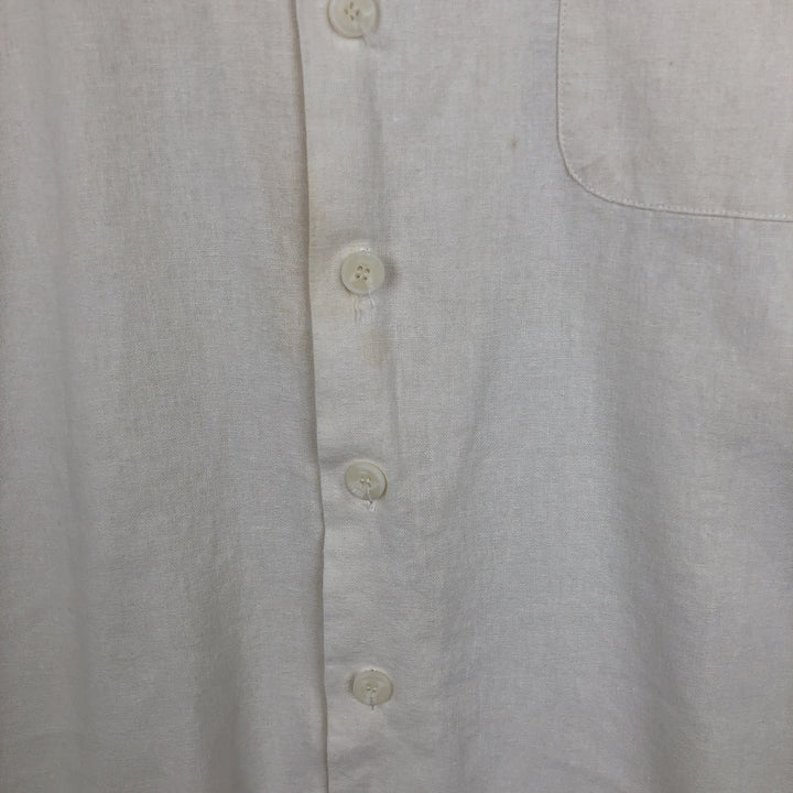 Trust Short Sleeve Open Collar Rayon and Linen Box Shirt, Men's XL linen pale white type Vintage Second Hand
