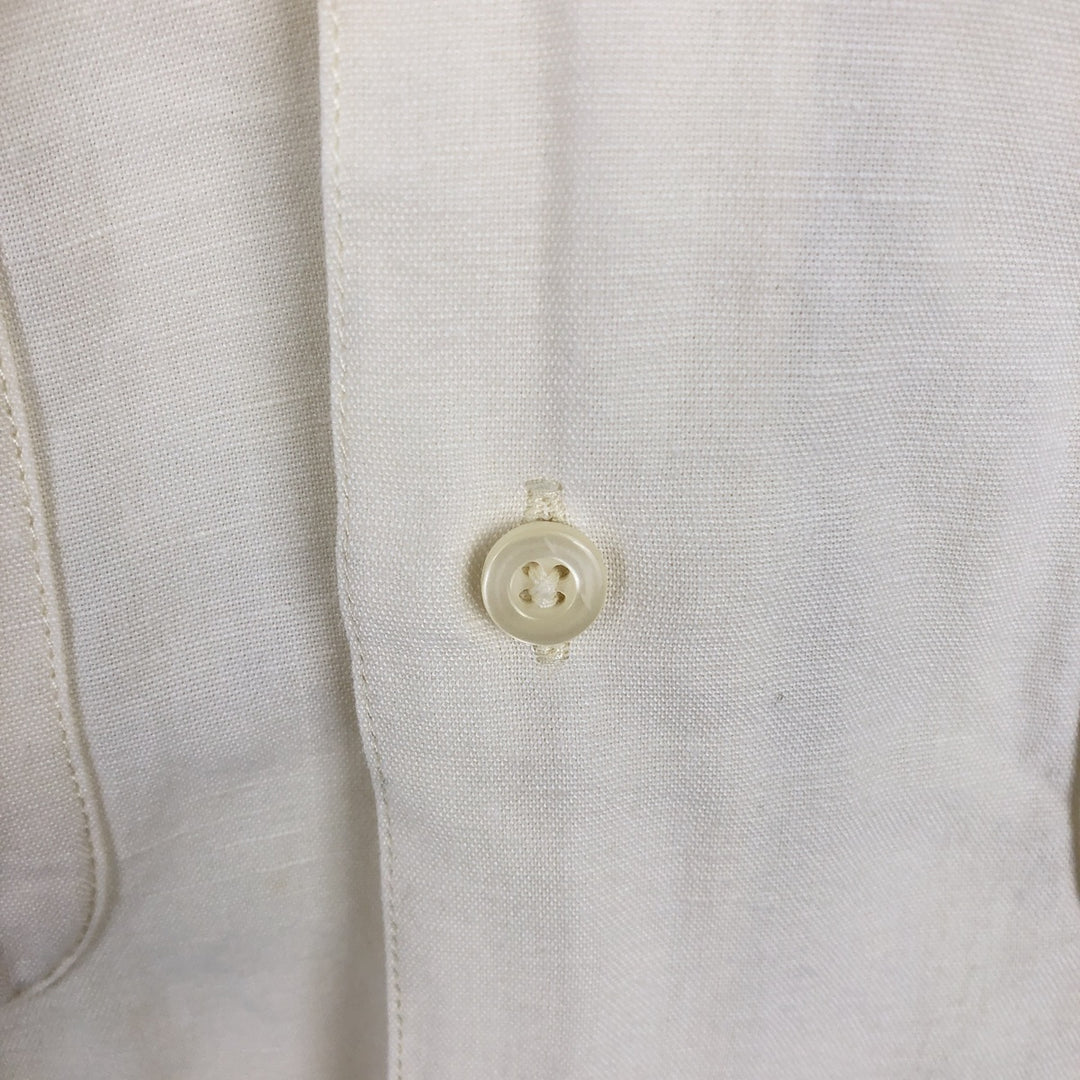 CAMBRIDGE Short-Sleeve Open-Collar Rayon x Linen Shirt, Boxy Fit, Men's Size M (approx.) linen ivory Vintage Second Hand