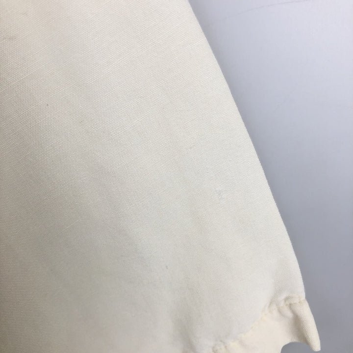 CAMBRIDGE Short-Sleeve Open-Collar Rayon x Linen Shirt, Boxy Fit, Men's Size M (approx.) linen ivory Vintage Second Hand