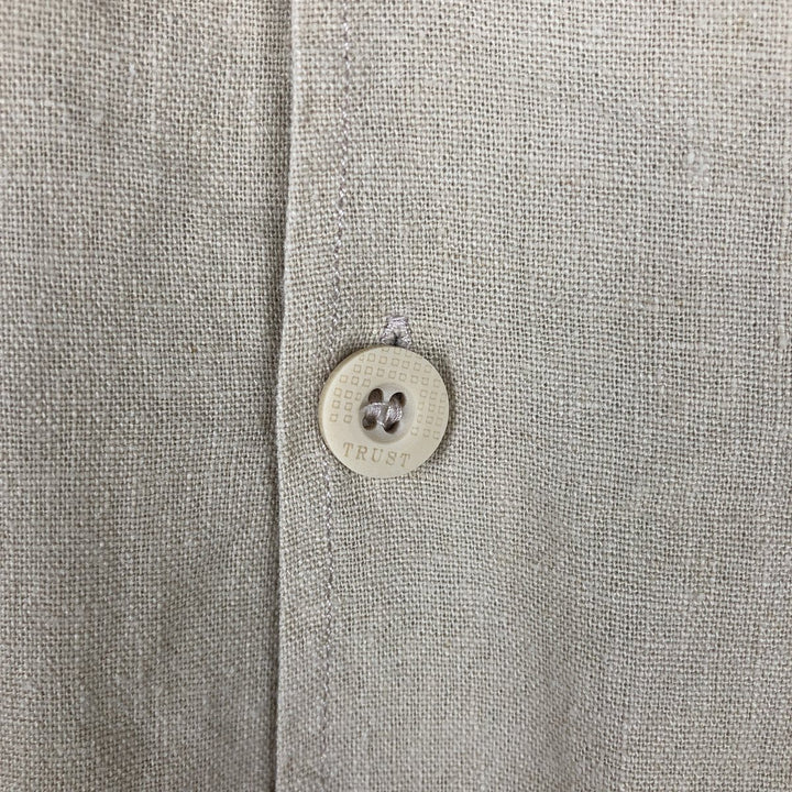 TRUST Short-Sleeve Open-Collar Rayon x Linen Shirt, Boxy Fit, Men's Size L (approx.) linen Beige type Vintage Second Hand