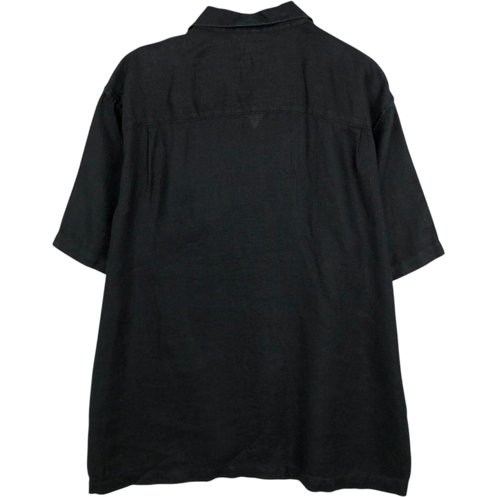 BREAKWATER Short Sleeve Open Collar Linen Shirt, Box Shirt, Men's Size L linen black type Vintage Second Hand