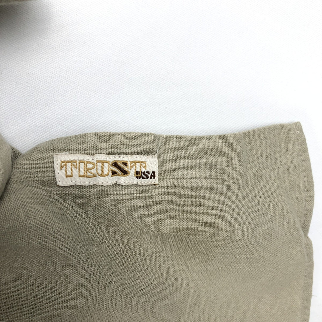 TRUST USA Short-Sleeve Open-Collar Linen x Rayon Box Shirt, Men's Size L (approx.) linen Beige type Vintage Second Hand