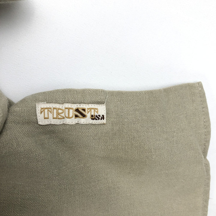 TRUST USA Short-Sleeve Open-Collar Linen x Rayon Box Shirt, Men's Size L (approx.) linen Beige type Vintage Second Hand