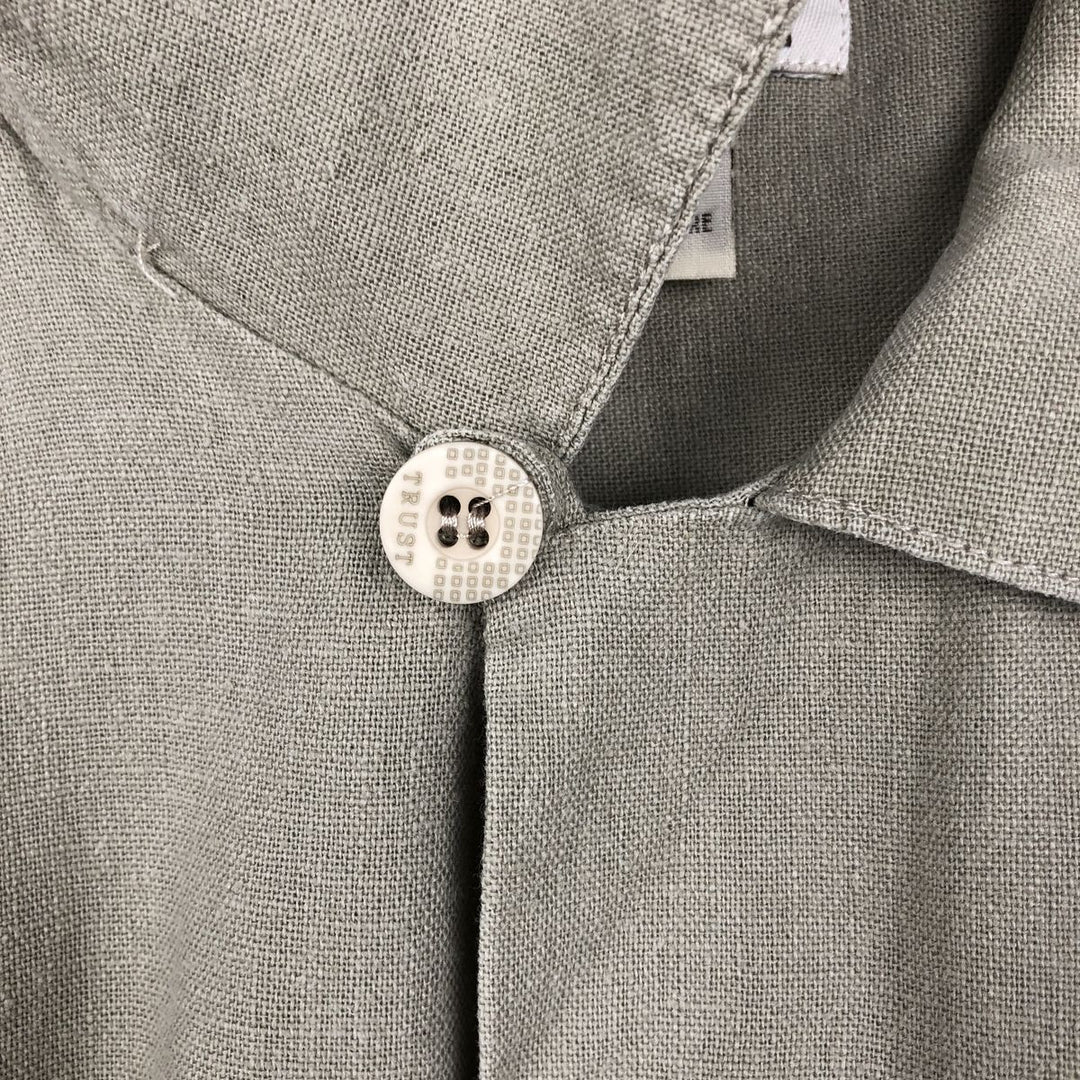 TRUST USA Short-Sleeve Open-Collar Linen x Rayon Box Shirt, Men's Size L (approx.) linen Beige type Vintage Second Hand