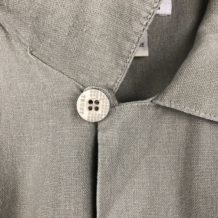 TRUST USA Short-Sleeve Open-Collar Linen x Rayon Box Shirt, Men's Size L (approx.) linen Beige type Vintage Second Hand