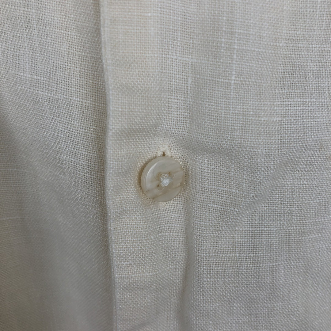 BRUNO Short-Sleeve Open-Collar Linen Shirt, Boxy Shirt, Men's Size XL (approx.) linen pale white type Vintage Second Hand