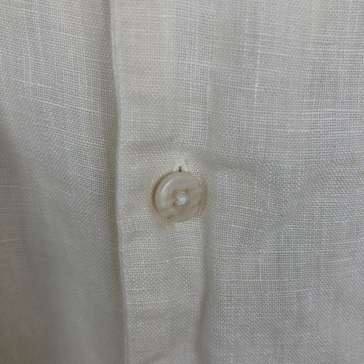 BRUNO Short-Sleeve Open-Collar Linen Shirt, Boxy Shirt, Men's Size XL (approx.) linen pale white type Vintage Second Hand
