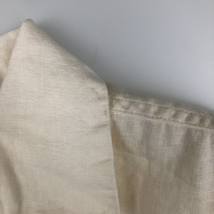 BRUNO Short-Sleeve Open-Collar Linen Shirt, Boxy Shirt, Men's Size XL (approx.) linen pale white type Vintage Second Hand