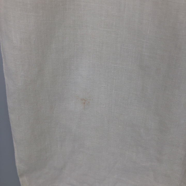 BRUNO Short-Sleeve Open-Collar Linen Shirt, Boxy Shirt, Men's Size XL (approx.) linen pale white type Vintage Second Hand