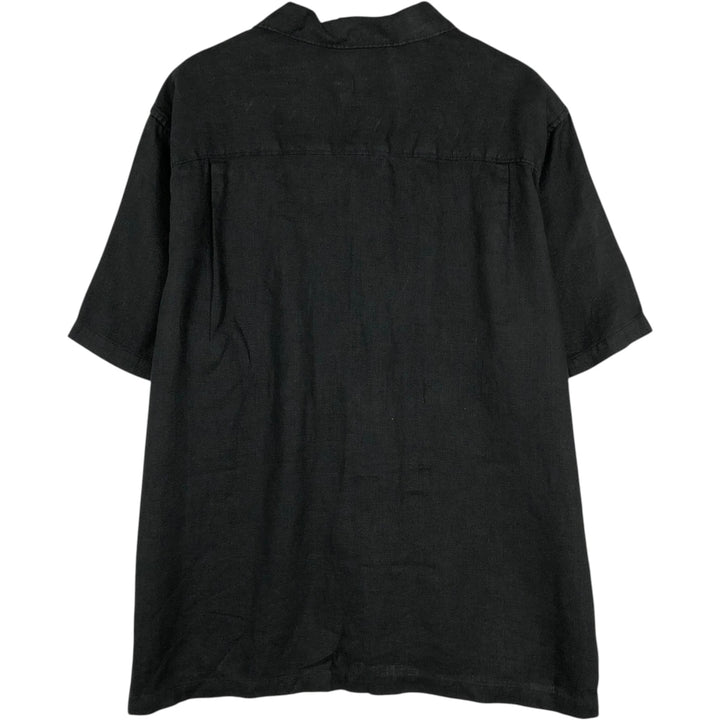 BREAKWATER Short Sleeve Open Collar Linen Shirt, Box Shirt, Men's Size L linen black type Vintage Second Hand