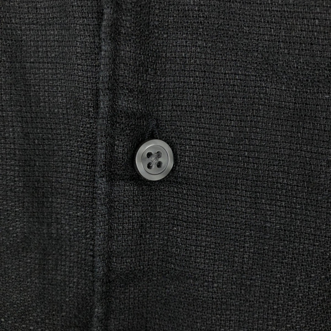 BREAKWATER Short Sleeve Open Collar Linen Shirt, Box Shirt, Men's Size L linen black type Vintage Second Hand
