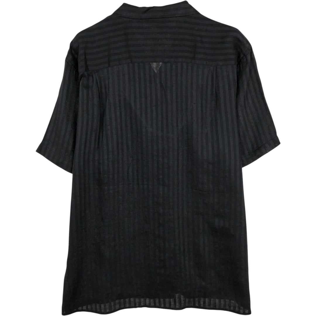VENTRESCA'S Short-Sleeve Open-Collar Linen Shirt, Boxy Shirt, Men's Size L (approx.) linen black type Vintage Second Hand