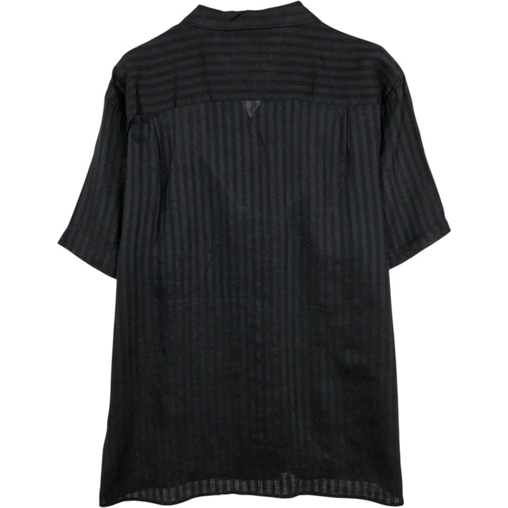 VENTRESCA'S Short-Sleeve Open-Collar Linen Shirt, Boxy Shirt, Men's Size L (approx.) linen black type Vintage Second Hand