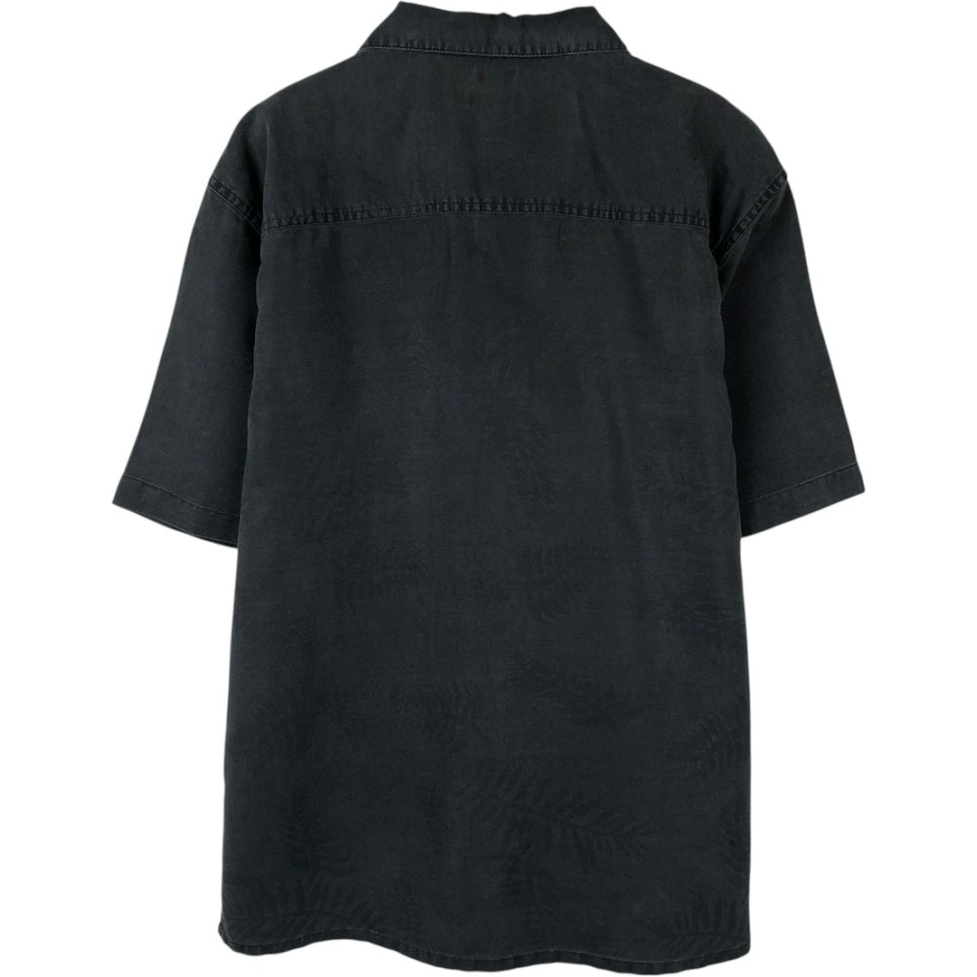 BRUNO Short-Sleeve Open Collar Ramie x Cotton Shirt, Boxy Shirt, Men's Size L (approx.) Lamy black type Vintage Second Hand