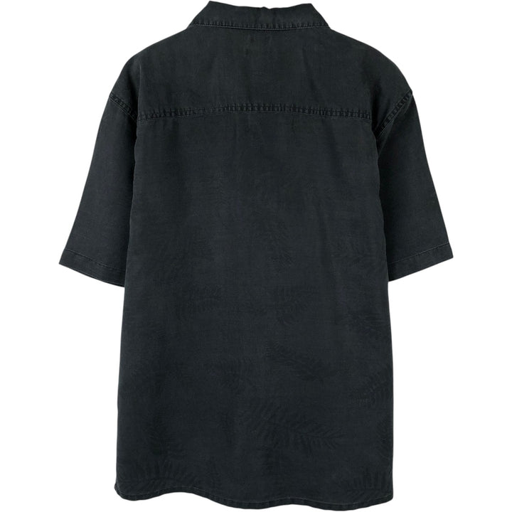 BRUNO Short-Sleeve Open Collar Ramie x Cotton Shirt, Boxy Shirt, Men's Size L (approx.) Lamy black type Vintage Second Hand