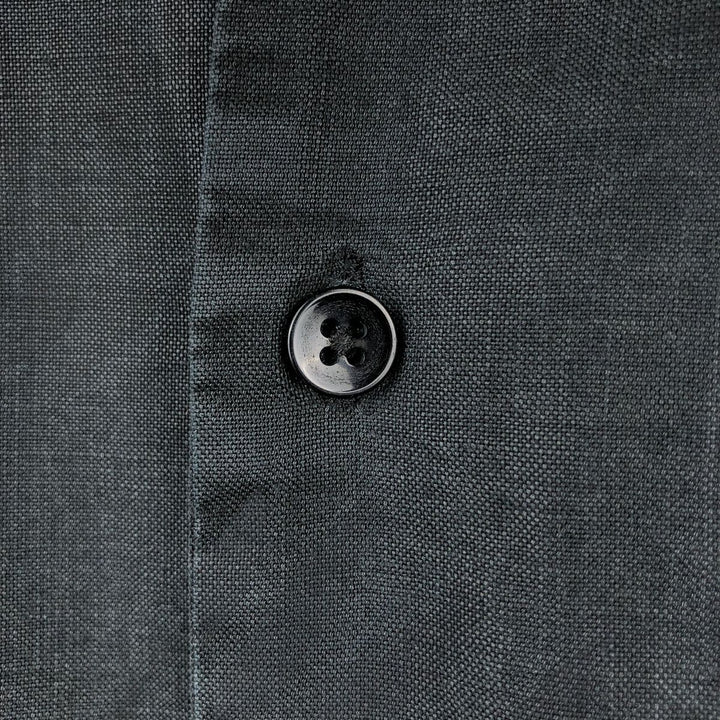 BRUNO Short-Sleeve Open Collar Ramie x Cotton Shirt, Boxy Shirt, Men's Size L (approx.) Lamy black type Vintage Second Hand