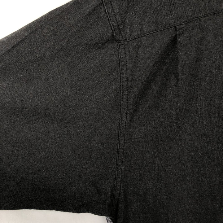 HAGGAR WASHABLE LINEN Linen x Rayon Open Collar Short Sleeve Two-Tone Box Shirt (Men's Size L) linen black type Vintage Second Hand