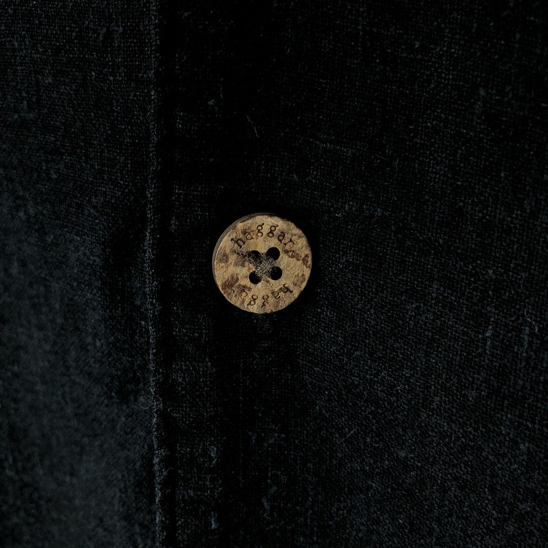 HAGGAR Washable Linen Open Collar Linen x Rayon Short Sleeve Two-Tone Box Shirt, Men's XL Equivalent linen Charcoal Vintage Second Hand
