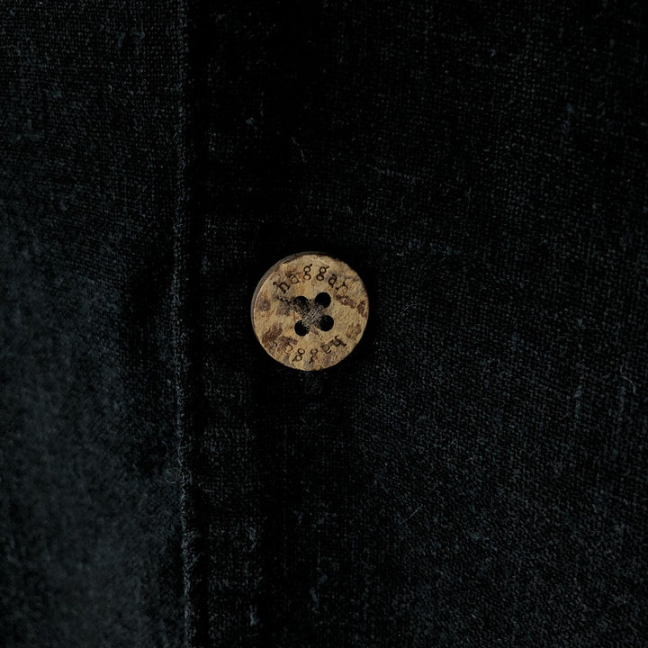 HAGGAR Washable Linen Open Collar Linen x Rayon Short Sleeve Two-Tone Box Shirt, Men's XL Equivalent linen Charcoal Vintage Second Hand