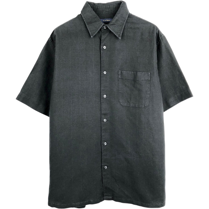 Club Room Short-Sleeve Linen Box Shirt (Men's Size M) linen black type Vintage Second Hand