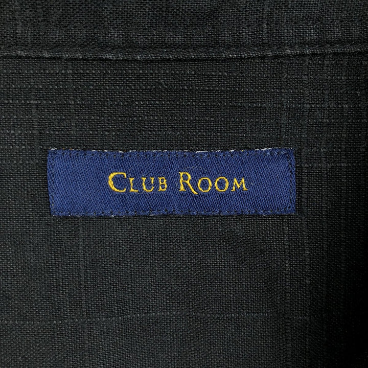 Club Room Short-Sleeve Linen Box Shirt (Men's Size M) linen black type Vintage Second Hand