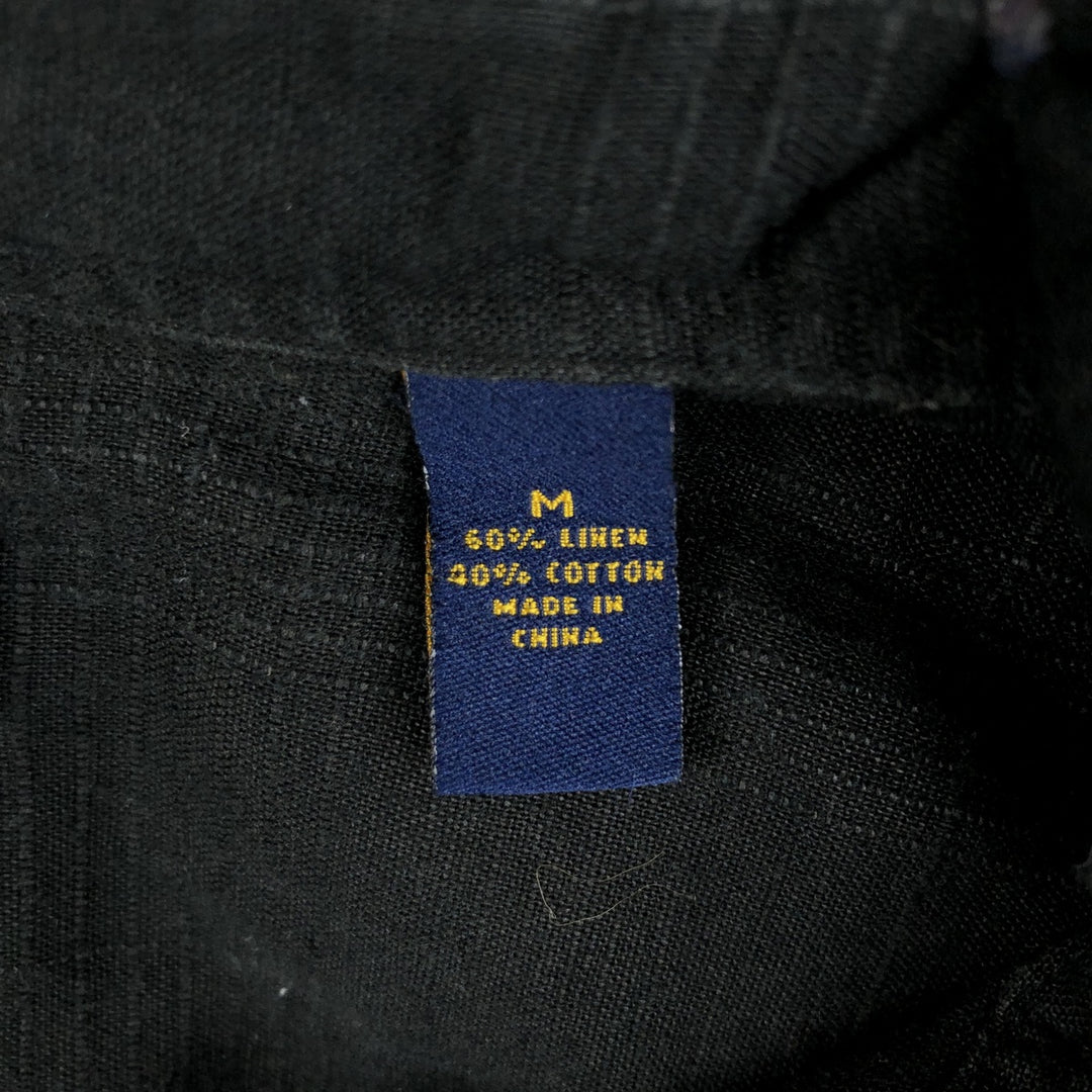 Club Room Short-Sleeve Linen Box Shirt (Men's Size M) linen black type Vintage Second Hand