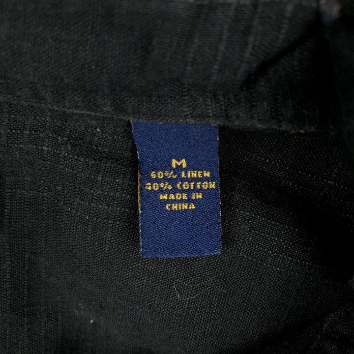 Club Room Short-Sleeve Linen Box Shirt (Men's Size M) linen black type Vintage Second Hand