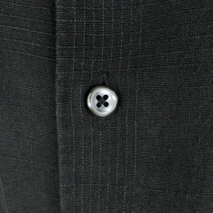 Club Room Short-Sleeve Linen Box Shirt (Men's Size M) linen black type Vintage Second Hand