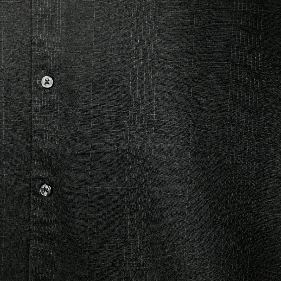 Club Room Short-Sleeve Linen Box Shirt (Men's Size M) linen black type Vintage Second Hand