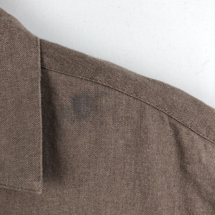 TRUST Short-Sleeve Open-Collar Linen x Rayon Box Shirt, Men's Size L (approx.) linen cheek Vintage Second Hand