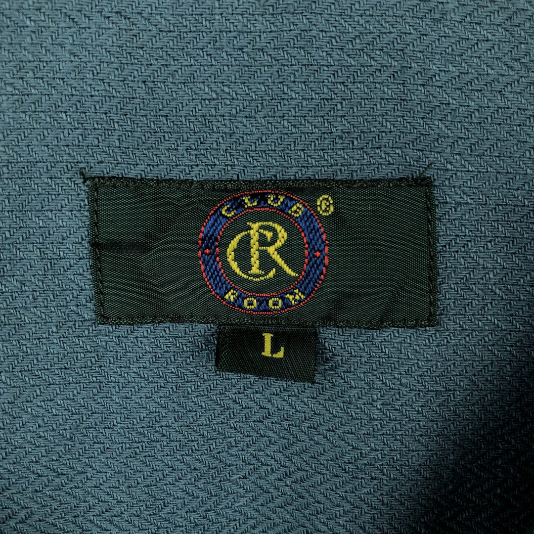 CLUB ROOM Short-Sleeve Open-Collar Linen Shirt, Boxy Fit, Men's Size L linen Emerald green Vintage Second Hand