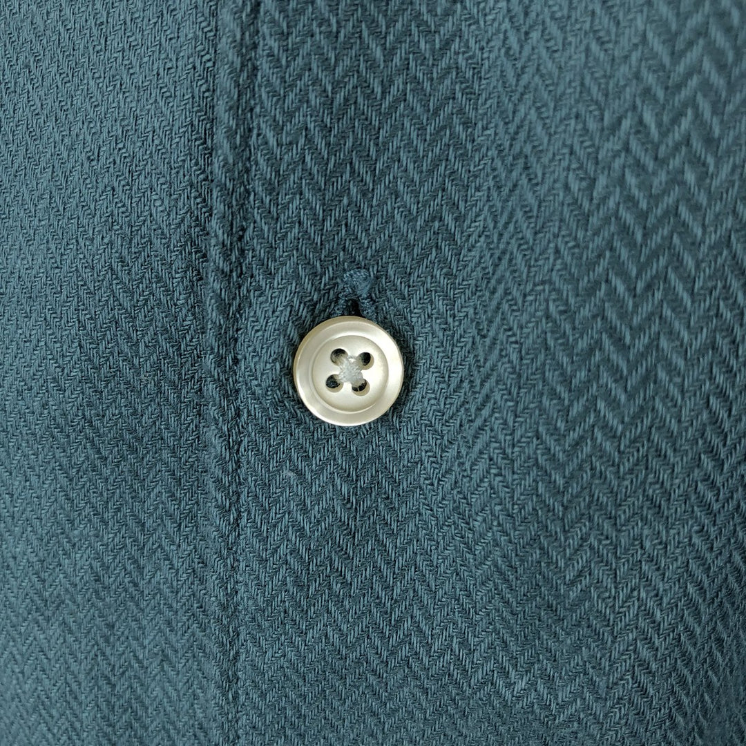 CLUB ROOM Short-Sleeve Open-Collar Linen Shirt, Boxy Fit, Men's Size L linen Emerald green Vintage Second Hand
