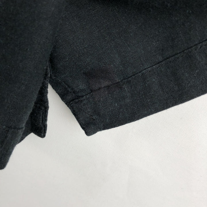 HAGGAR Washable Linen Short-Sleeve Open-Collar Linen Shirt, Boxy Shirt, Men's Size XL (approx.) linen black type Vintage Second Hand