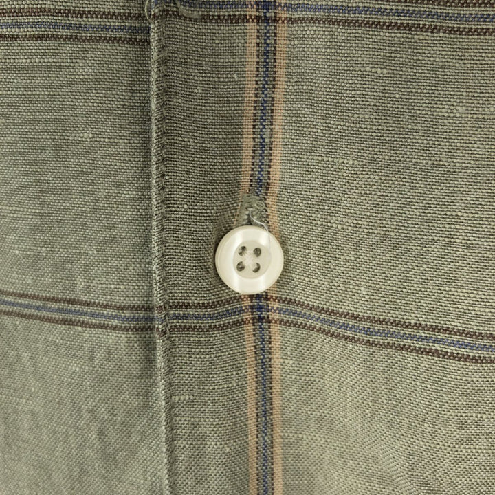 CLUB ROOM Check Pattern Short-Sleeve Open Collar Linen x Rayon Box Shirt (Men's XL equivalent) linen Khaki type Vintage Second Hand