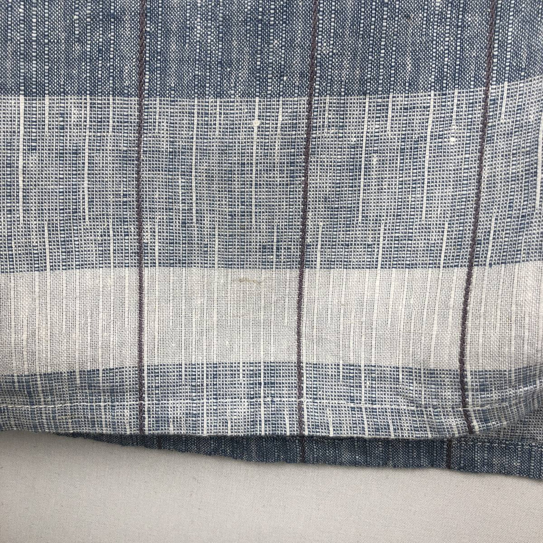 BRUNO WASHABLE LINEN Check Pattern Short-Sleeve Open Collar Linen x Rayon Box Shirt (Men's XL equivalent) linen Blue type light blue Vintage Second Hand