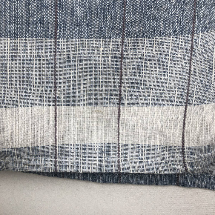 BRUNO WASHABLE LINEN Check Pattern Short-Sleeve Open Collar Linen x Rayon Box Shirt (Men's XL equivalent) linen Blue type light blue Vintage Second Hand