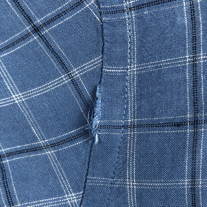 CLUB ROOM Check Pattern Short-Sleeve Open Collar Linen x Rayon Box Shirt Men's XL Equivalent linen blue type Vintage Second Hand