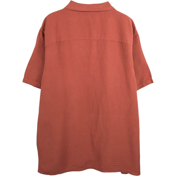 CLUB ROOM Short-Sleeve Open-Collar Linen x Rayon Box Shirt, Men's Size XL (approx.) linen orange type Vintage Second Hand
