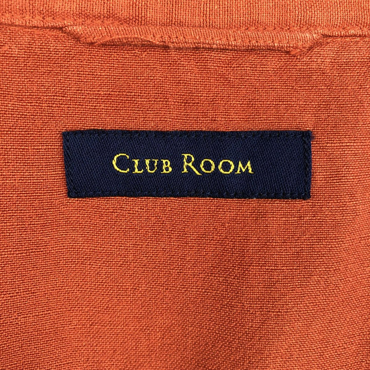 CLUB ROOM Short-Sleeve Open-Collar Linen x Rayon Box Shirt, Men's Size XL (approx.) linen orange type Vintage Second Hand