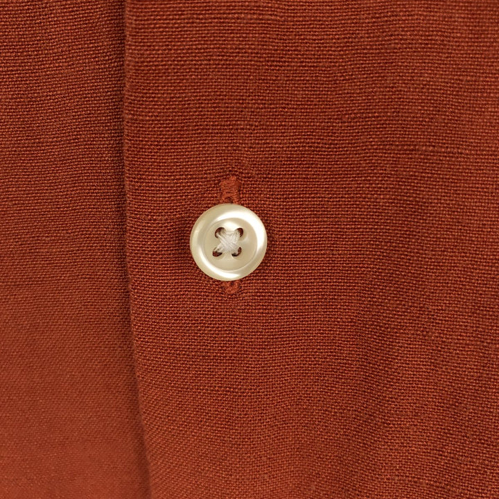 CLUB ROOM Short-Sleeve Open-Collar Linen x Rayon Box Shirt, Men's Size XL (approx.) linen orange type Vintage Second Hand
