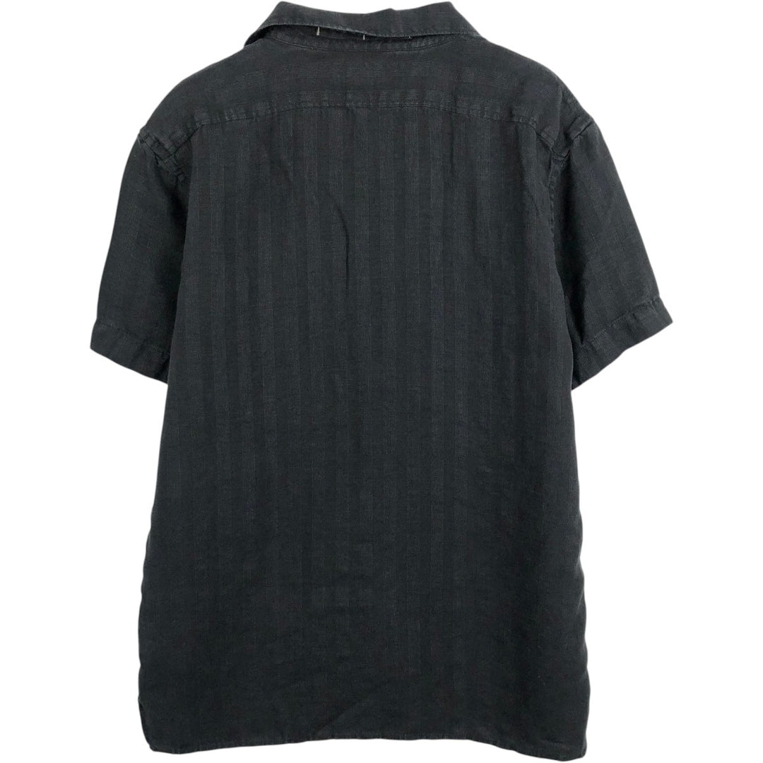 2000'S Banana Republic short-sleeved open-collar linen box shirt, men's size M linen black type Vintage Second Hand