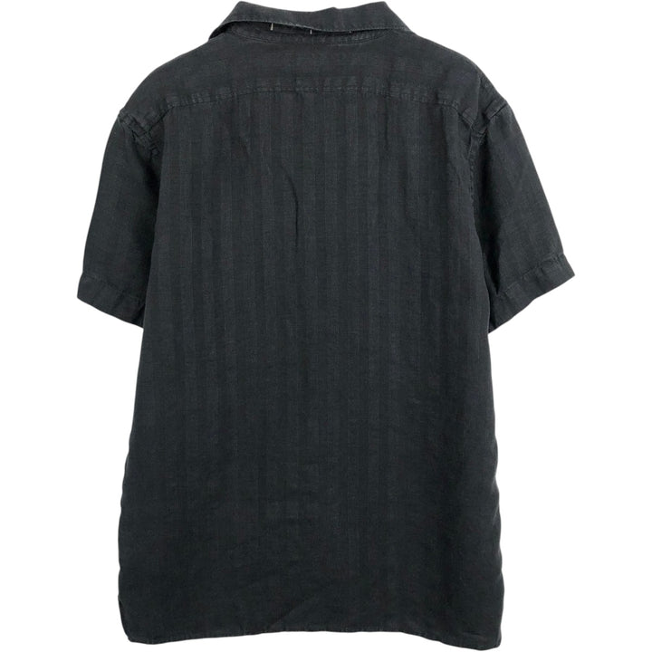 2000'S Banana Republic short-sleeved open-collar linen box shirt, men's size M linen black type Vintage Second Hand