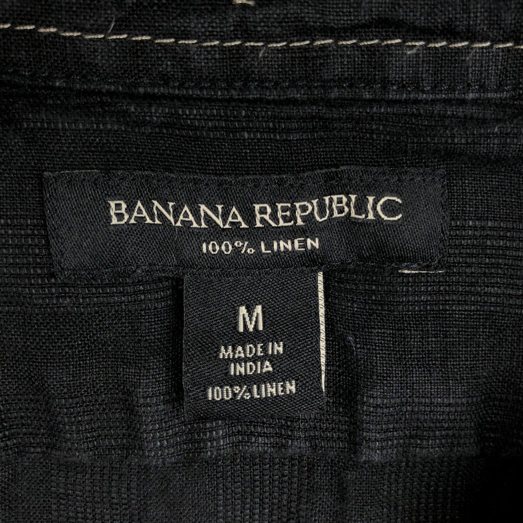 2000'S Banana Republic short-sleeved open-collar linen box shirt, men's size M linen black type Vintage Second Hand